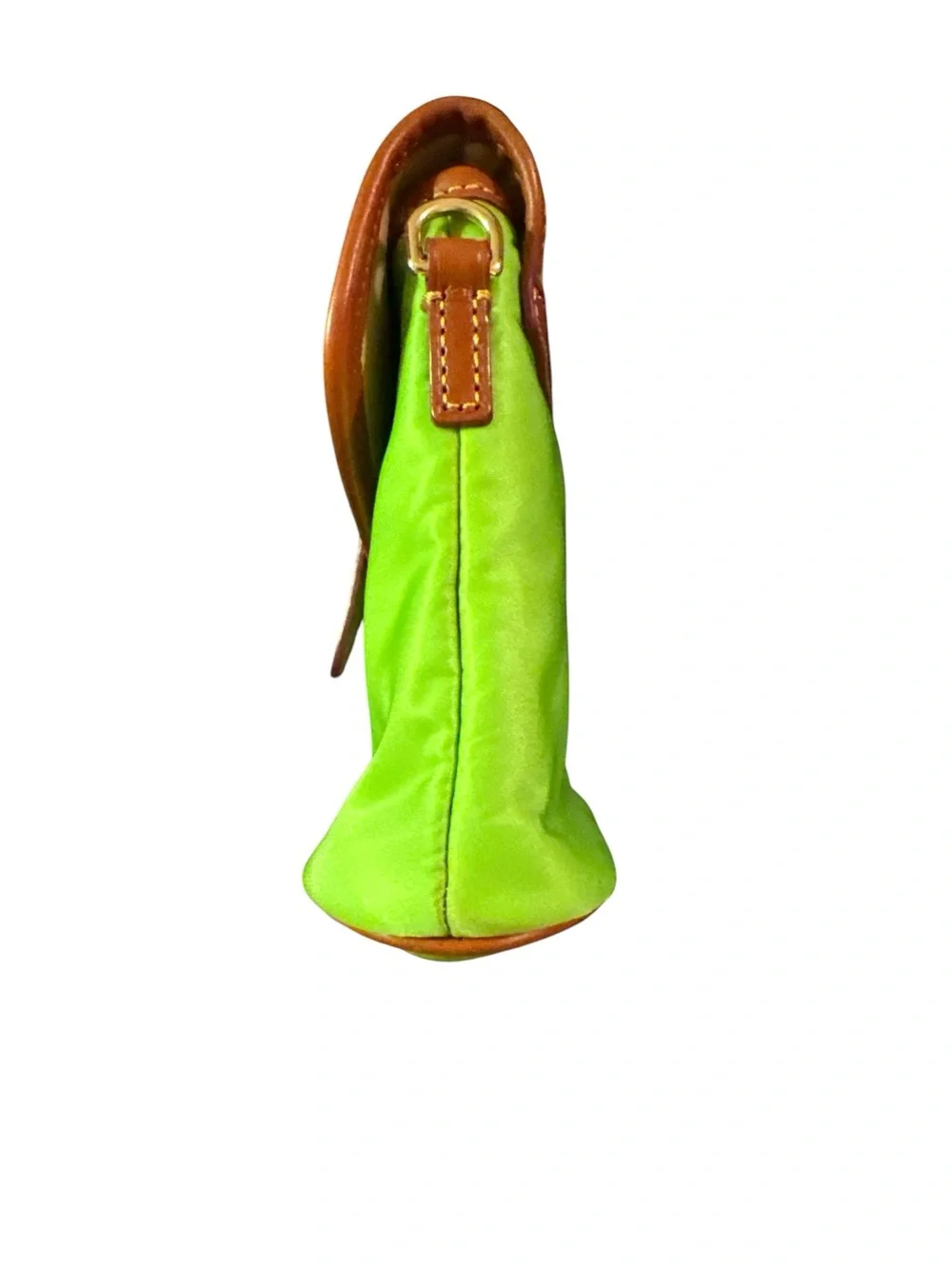 Dooney & Bourke neon Green Nylon Brown Leather Shoulder Bag